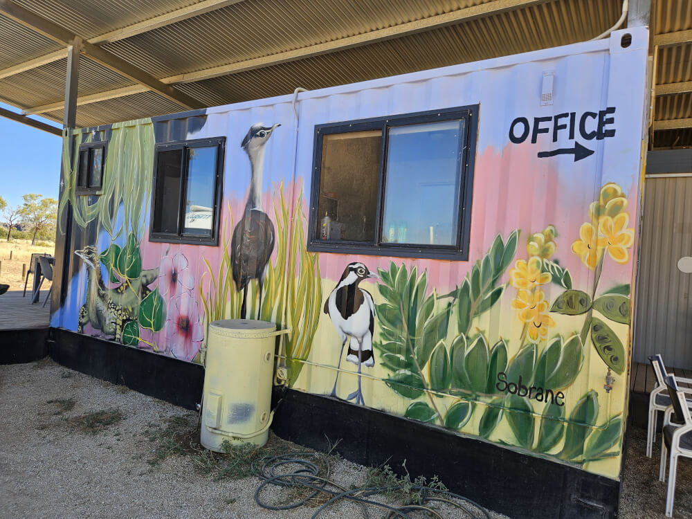 Mimbi Campground Office Colourfully painted Mimbi Caves campground office