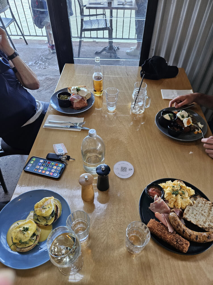 Lunch of Champions at The Pumphouse Lunch on the table at The Pumphouse in Kununurra after the ride from Doon Doon