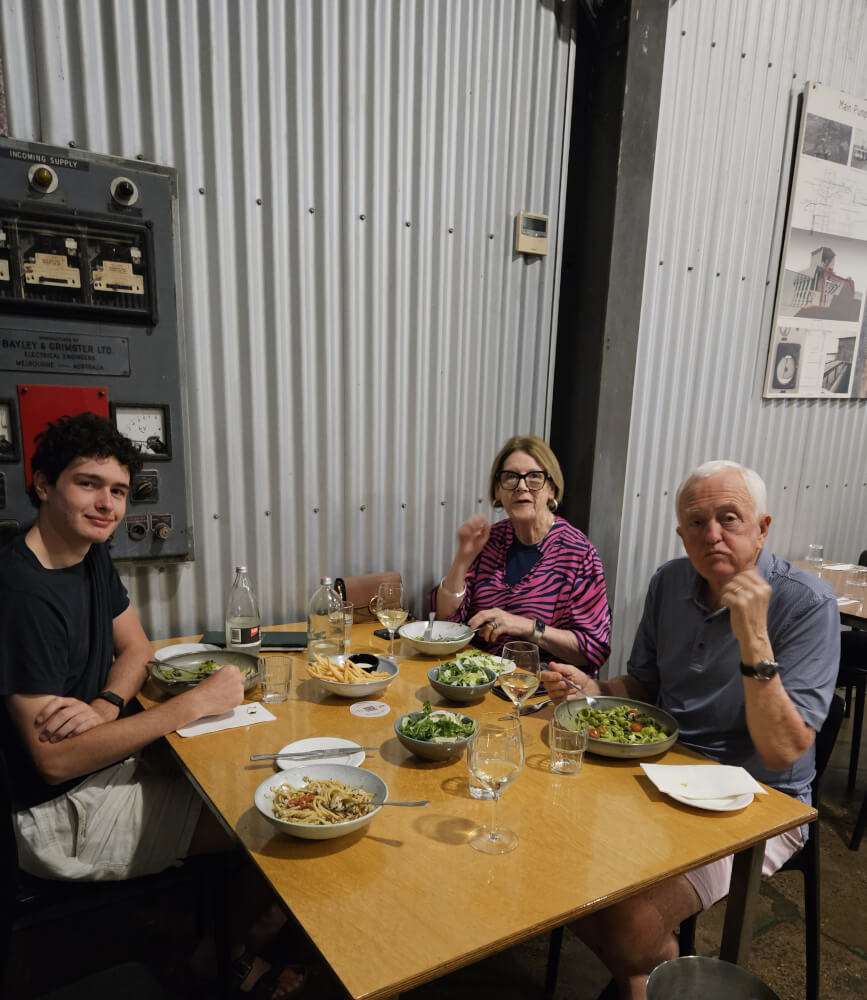 Dinner at The Pumphouse Kununurra Bob, Jenny and Tom having dinner at The Pumphouse in Kununurra