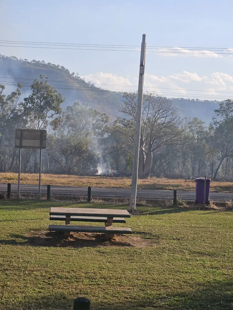 Backburning at Timber Creek Smoke from backburning beside the road near Timber Creek